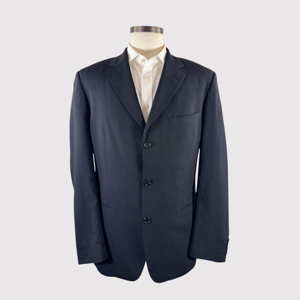 VINTAGE HUGO BOSS Men Blazer Black Einstein Sigma Virgin Wool Suit Jacket 90s 42